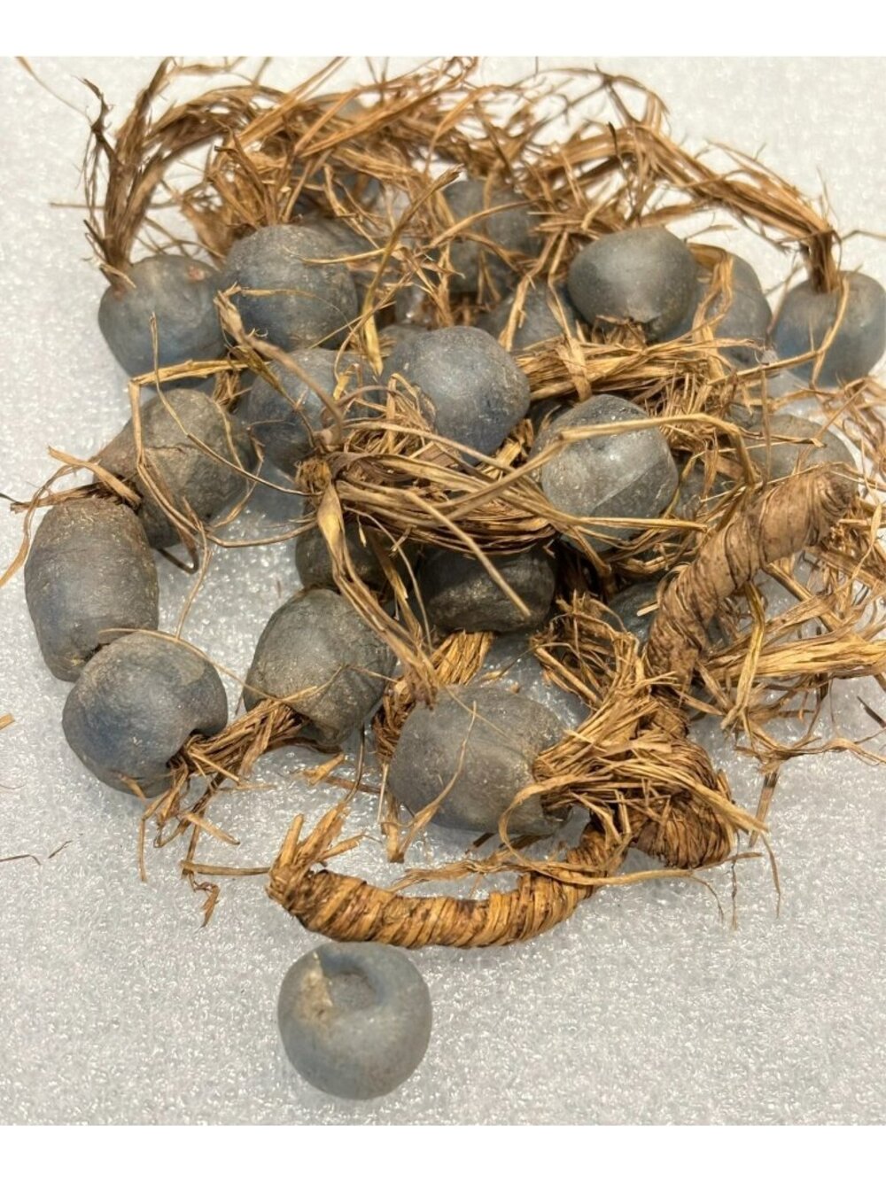 Vintage African Krobo Recycled Blue Powder Glass Trade Beads-24 Pcs